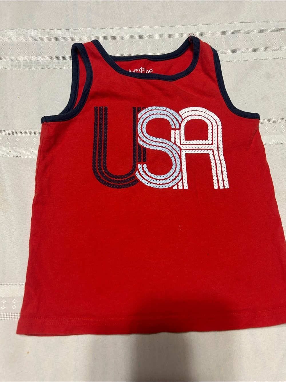 jumping beans Red Tank Top with Navy Trim and USA Graphic